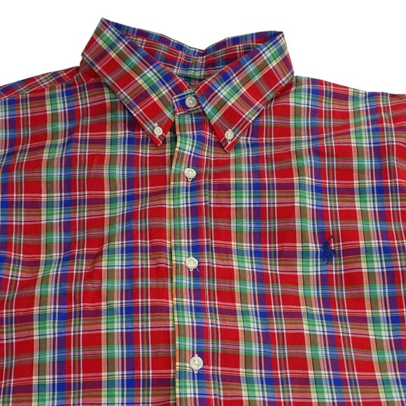 Polo Ralph Lauren Other - Polo Ralph Lauren Men Classic Fit Red Plaid Button Down Shirt XL 17.5 Christmas